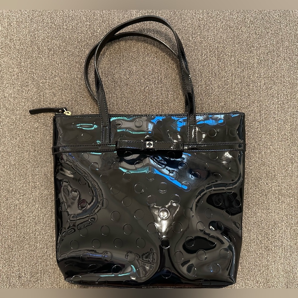 Kate Spade vinyl black polka dot tote